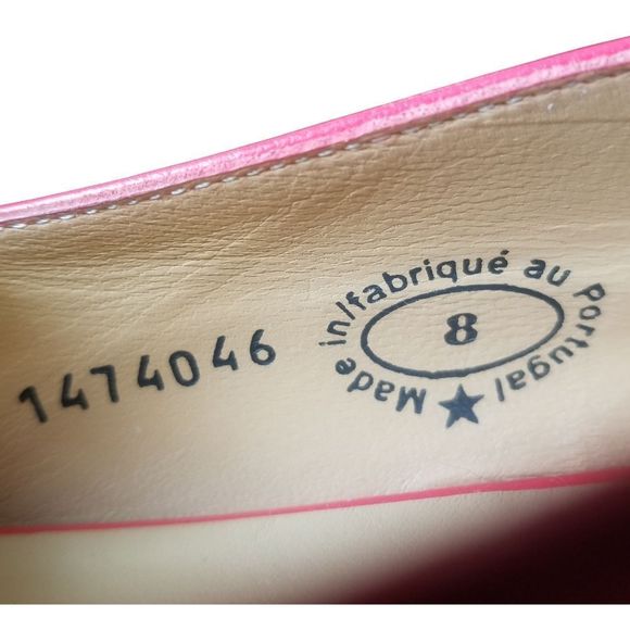 John Fluevog Retired 'Basement Sue' Red Perforated Flats Off White Toe Cap sz 8 - Picture 13 of 14